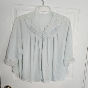 Vintage Shadowline Lace & Chiffon Babydoll Peplum Sleep Jacket Size L